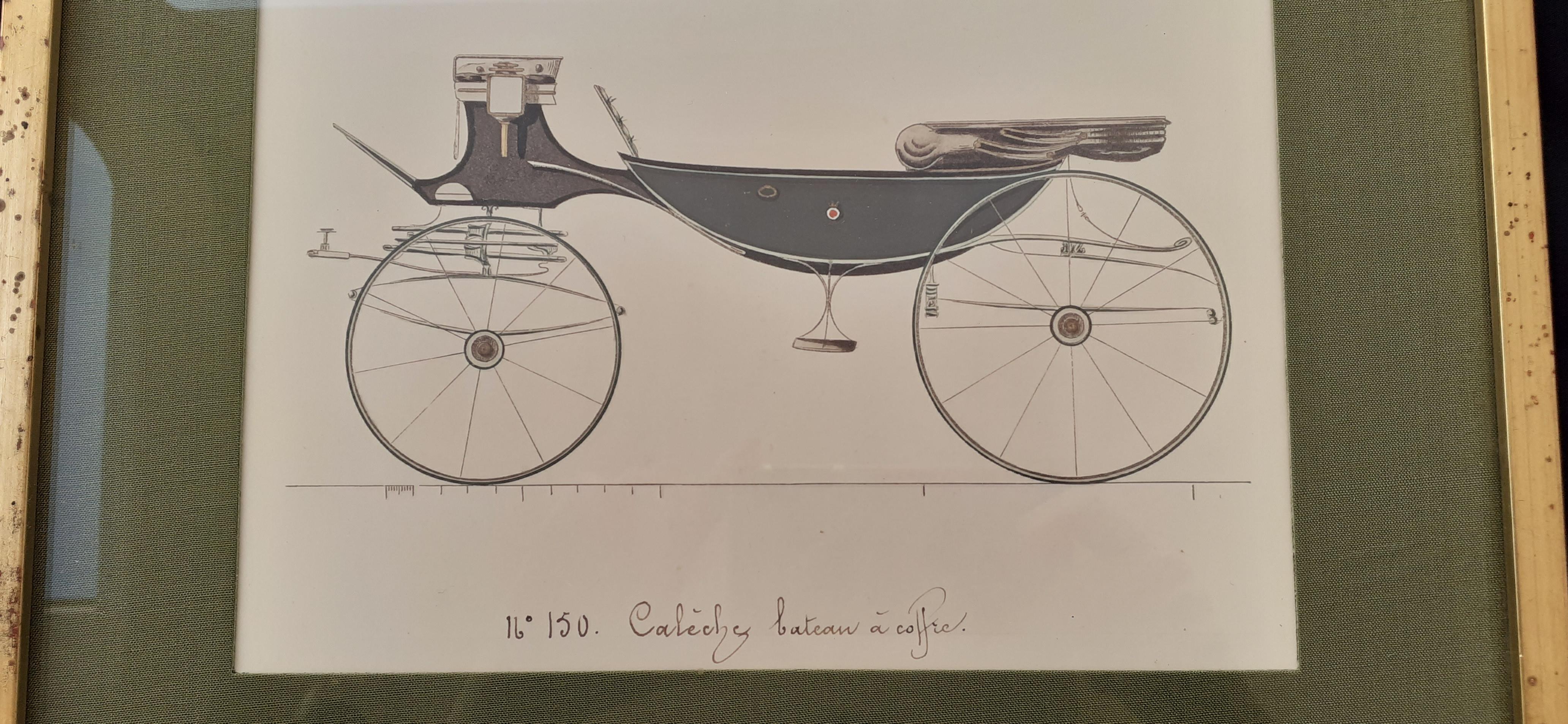 Set of 2 Framed Carriages Engravings from the Hermès Collection RARE For Sale 4