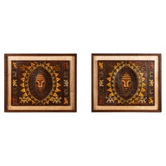 Used Set of 2 Framed Leather Pre-Columbian Art by Angel Pazmino, Ecuador, c. 1960s