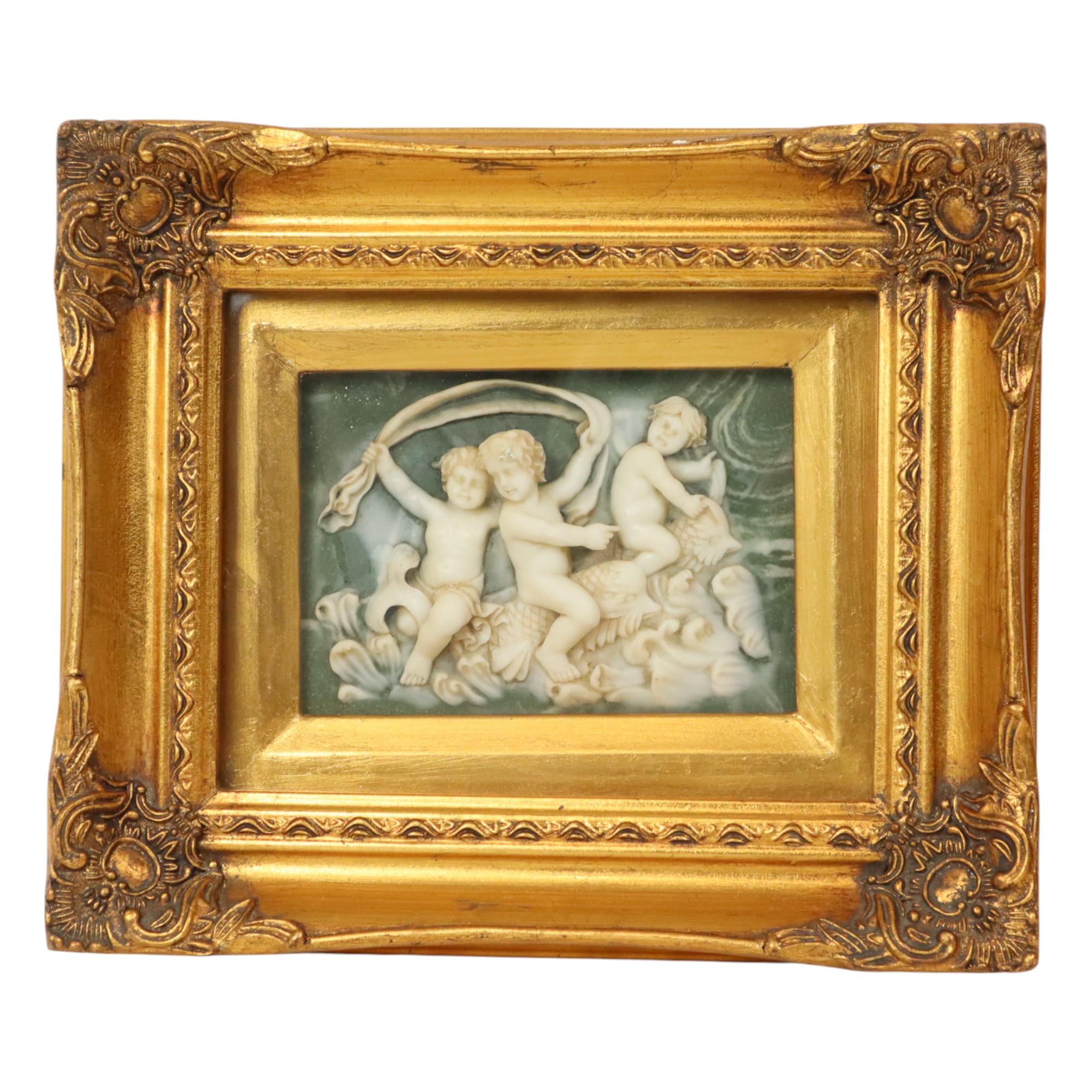 Juego de 2 placas enmarcadas Alabastro Biggs and Sons London en venta 4