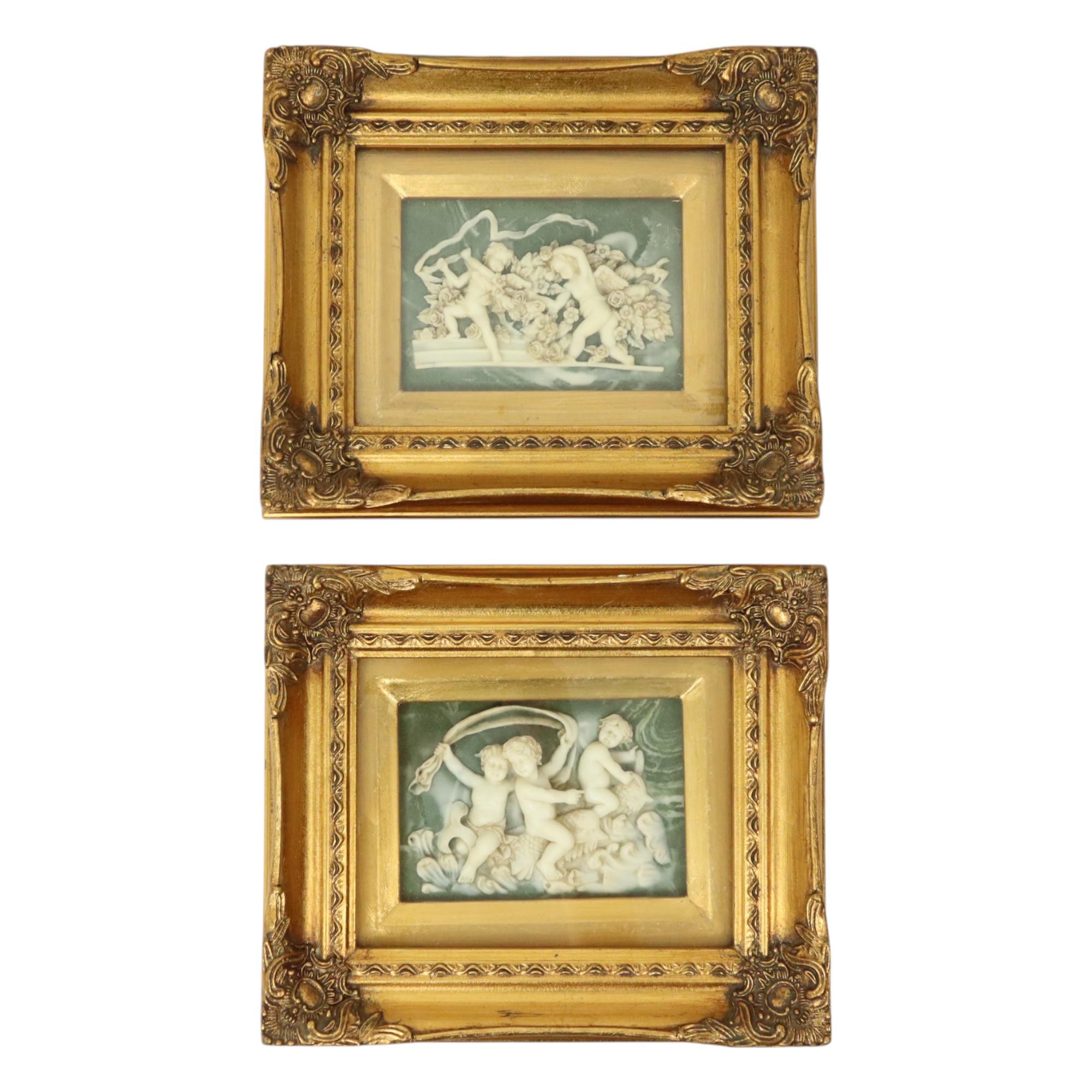 Juego de 2 placas enmarcadas Alabastro Biggs and Sons London en venta 6