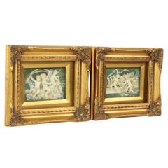 Satz von 2 gerahmten Plaketten Alabaster Biggs und Söhne London