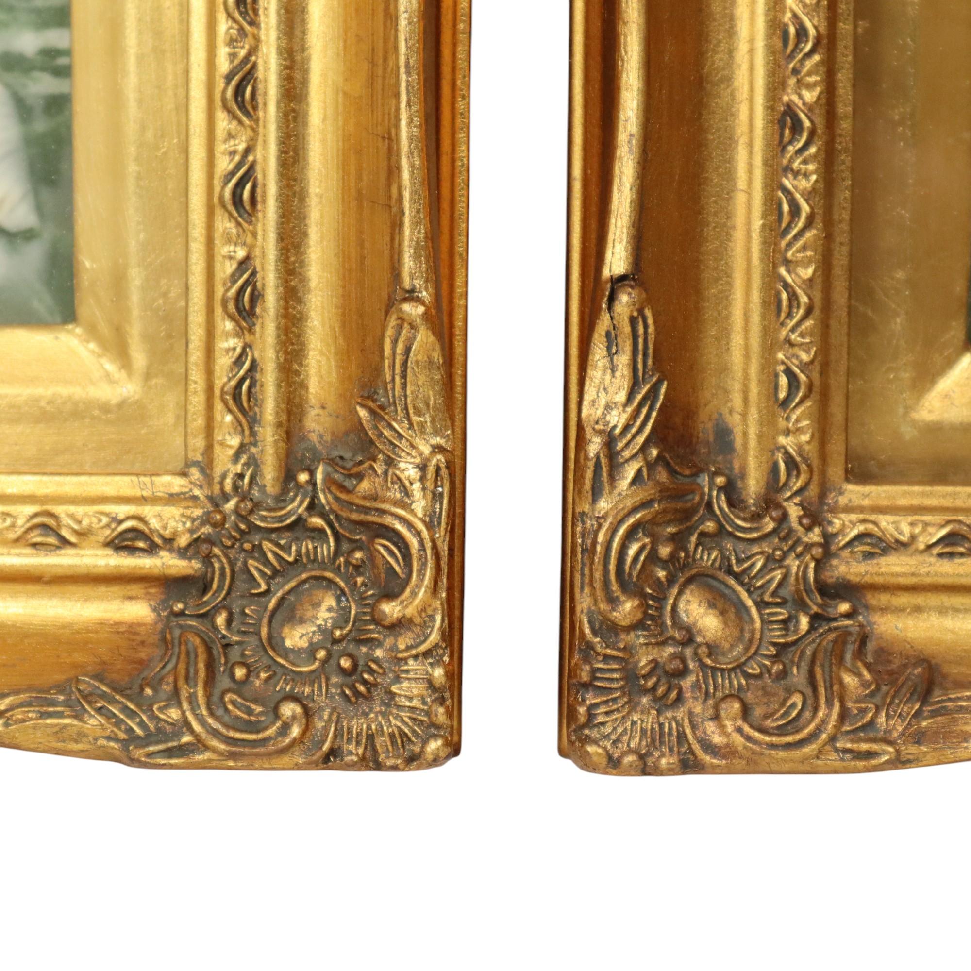 Juego de 2 placas enmarcadas Alabastro Biggs and Sons London Británico en venta