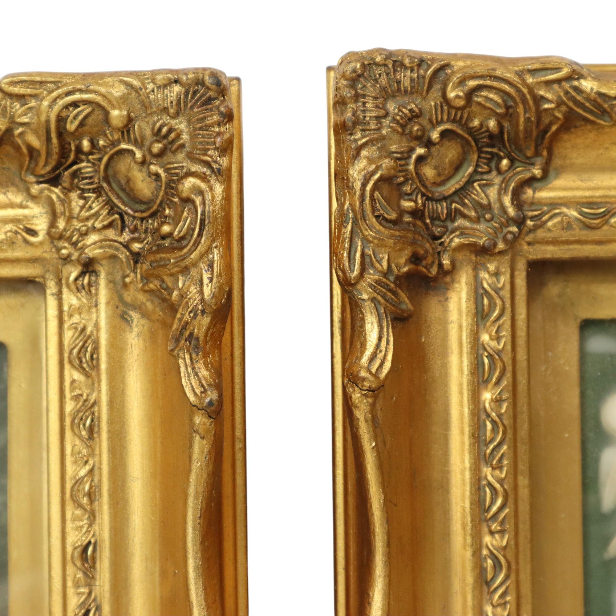 Set di 2 targhe incorniciate in alabastro Biggs and Sons London in vendita 1