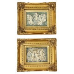Satz von 2 gerahmten Plaketten Alabaster Biggs und Söhne London