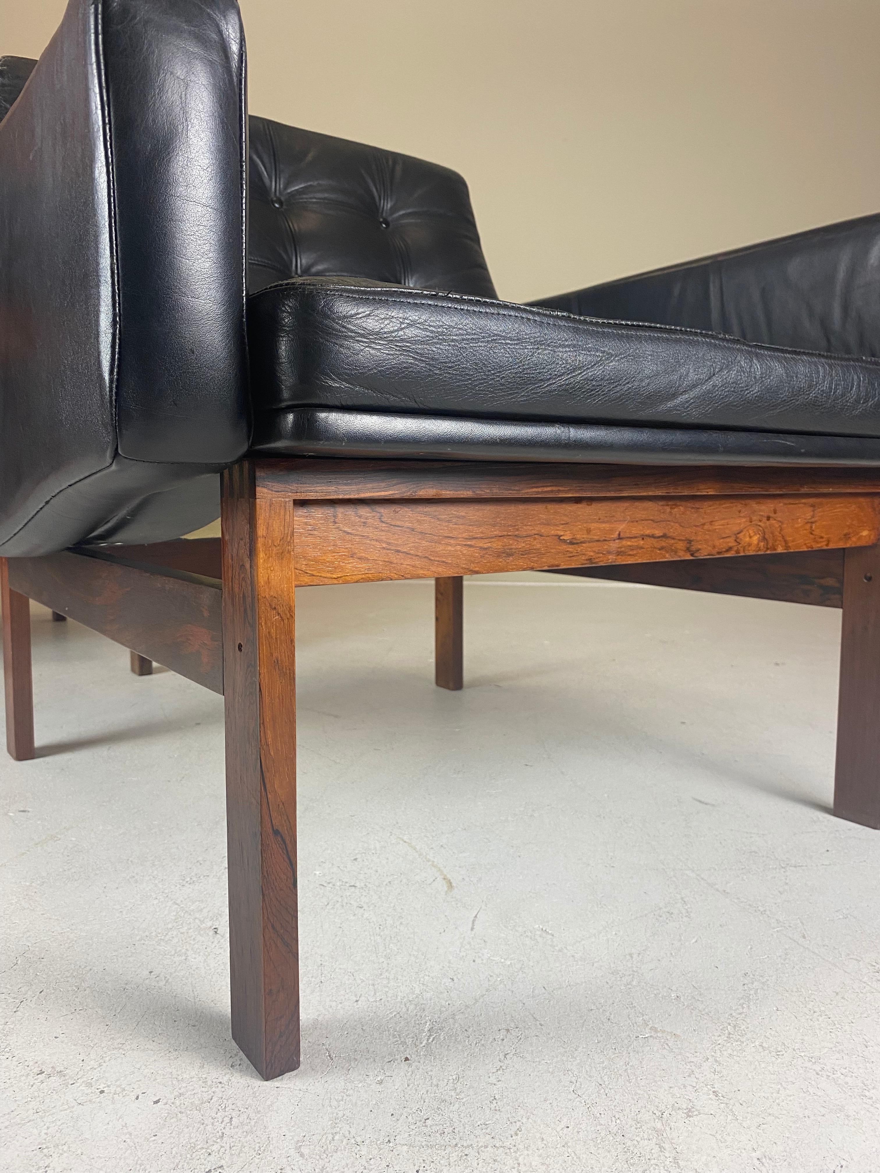 Mid-20th Century Set of 2 France & Son Rosewood Moduline Armchairs by Ole Gjerløv-Knudsen & Lind For Sale