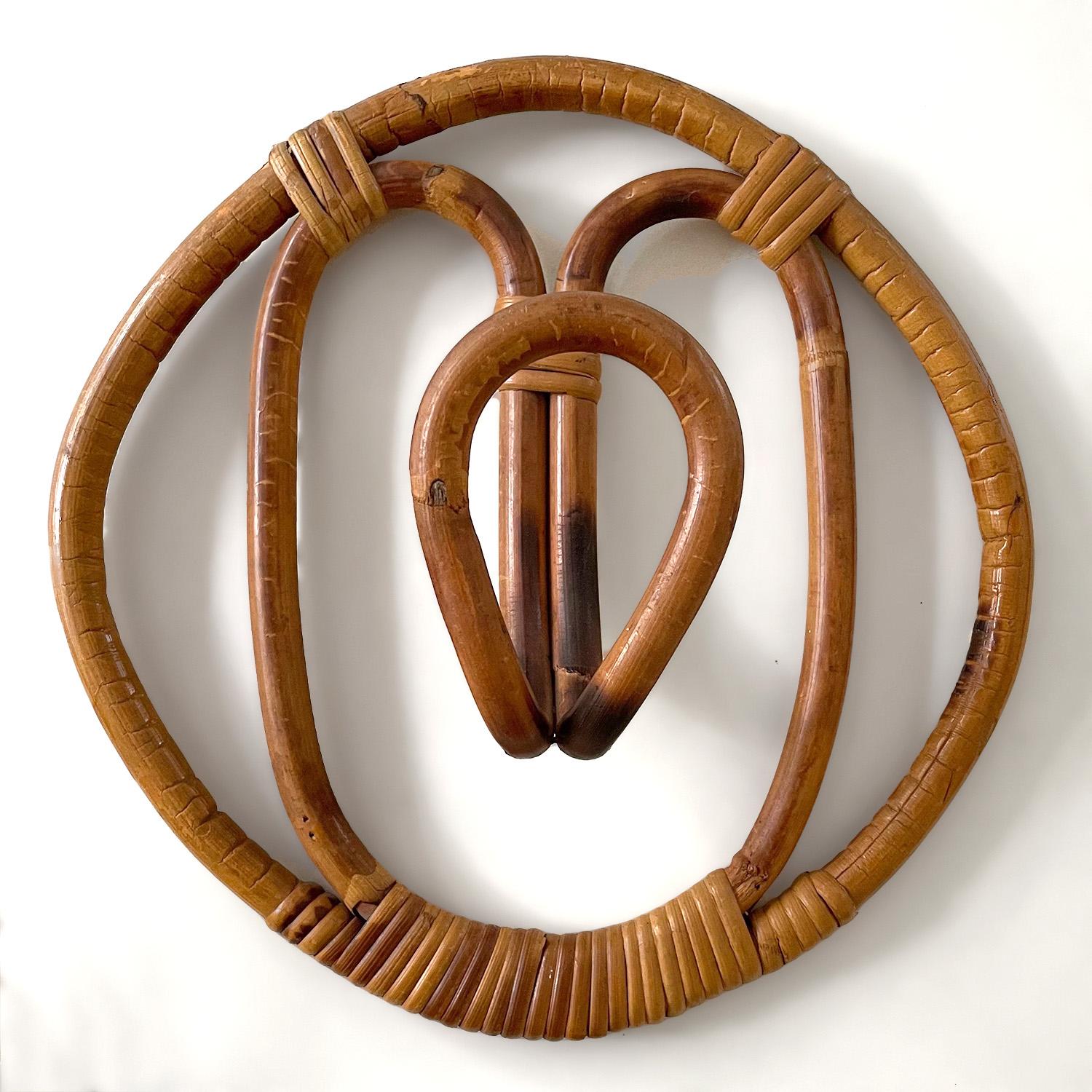 Set of 2 Franco Albini and Franca Helg Rattan Coat Hooks In Good Condition For Sale In Los Angeles, CA