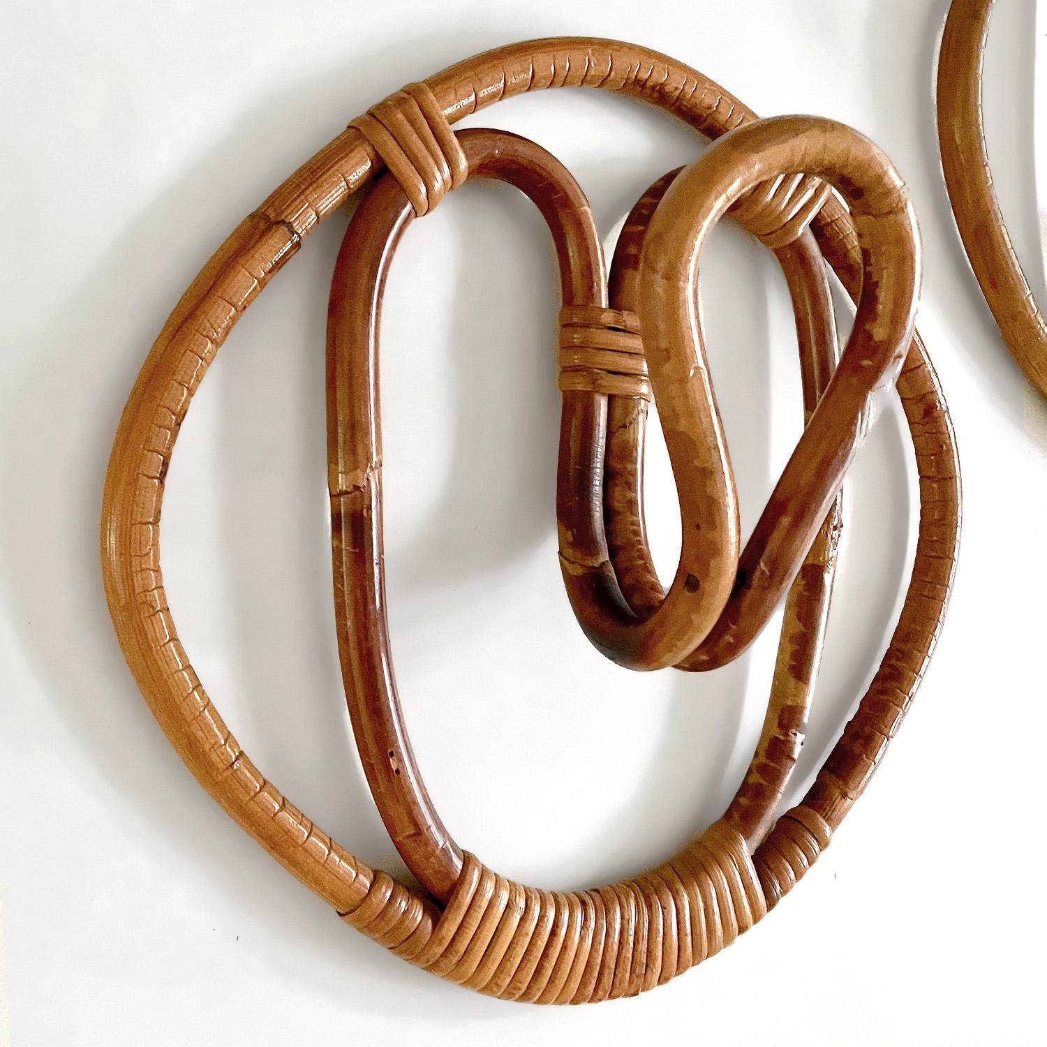 Mid-20th Century Set of 2 Franco Albini and Franca Helg Rattan Coat Hooks For Sale