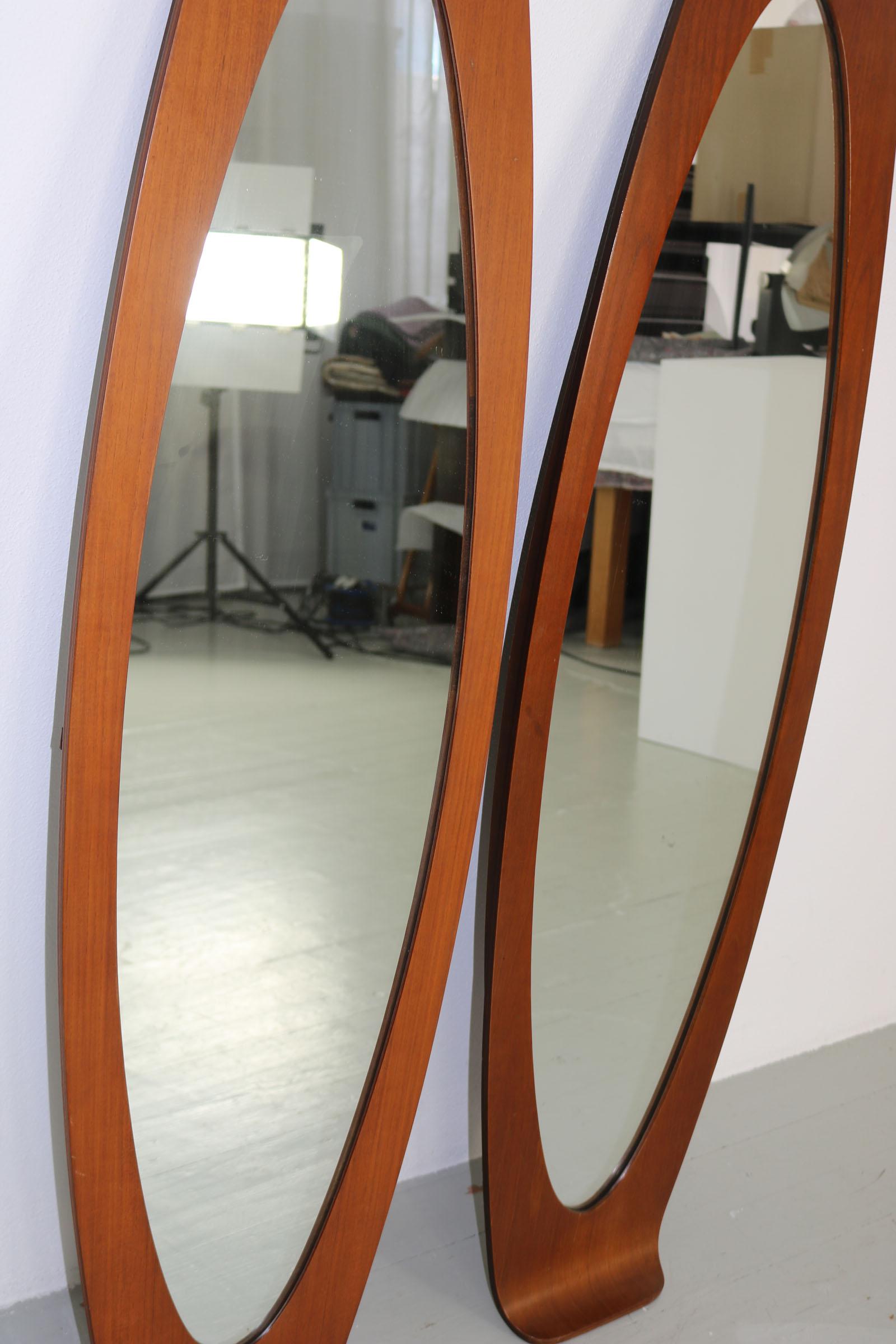 Mid-Century Modern Set of 2 Franco Campo & Carlo Graffi Elongated-Oval Mirrors, 1960s For Sale
