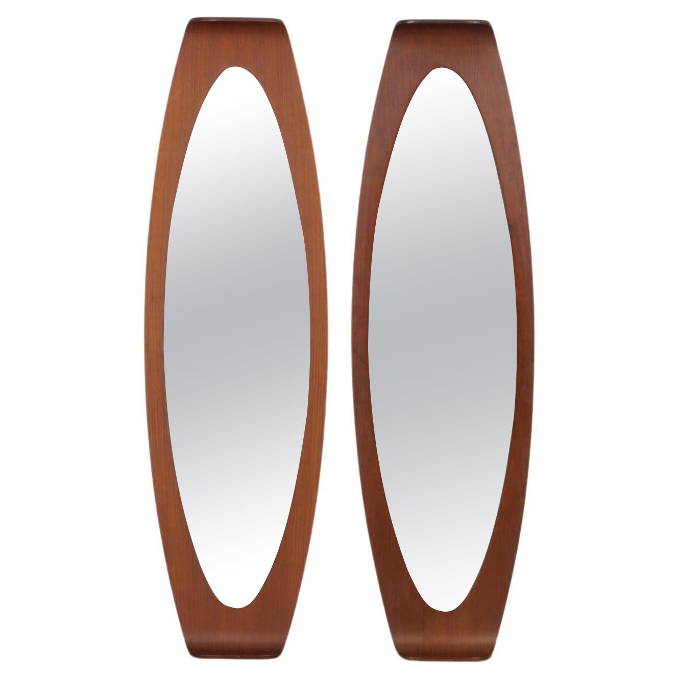 Ensemble de 2 miroirs ovales allongés Franco Campo & Carlo Graffi, années 1960