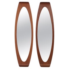Ensemble de 2 miroirs ovales allongés Franco Campo & Carlo Graffi, années 1960