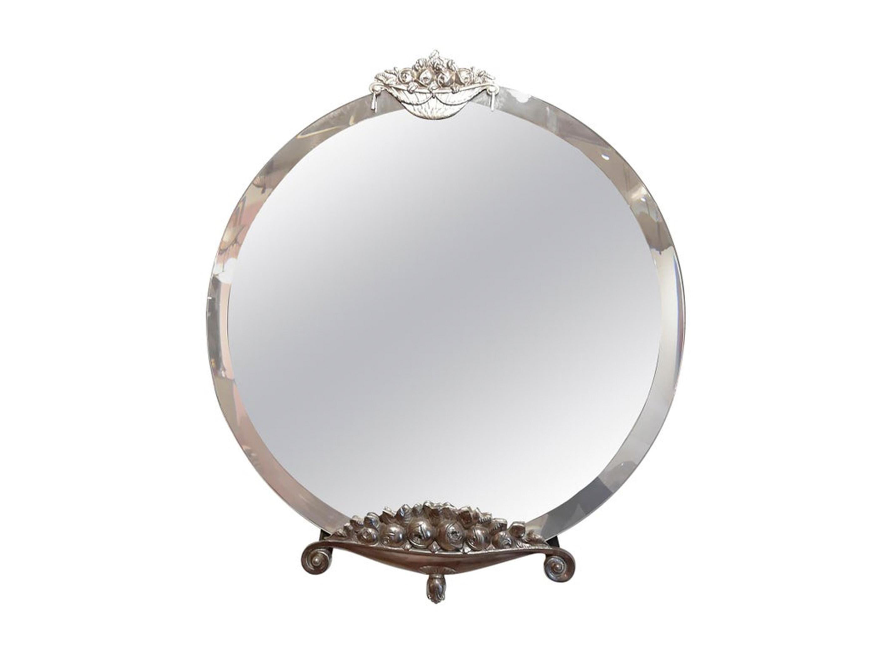 Specchio Set di 2 specchi da parete nichelati in stile Art&Deco francese, circa anni '80 in vendita