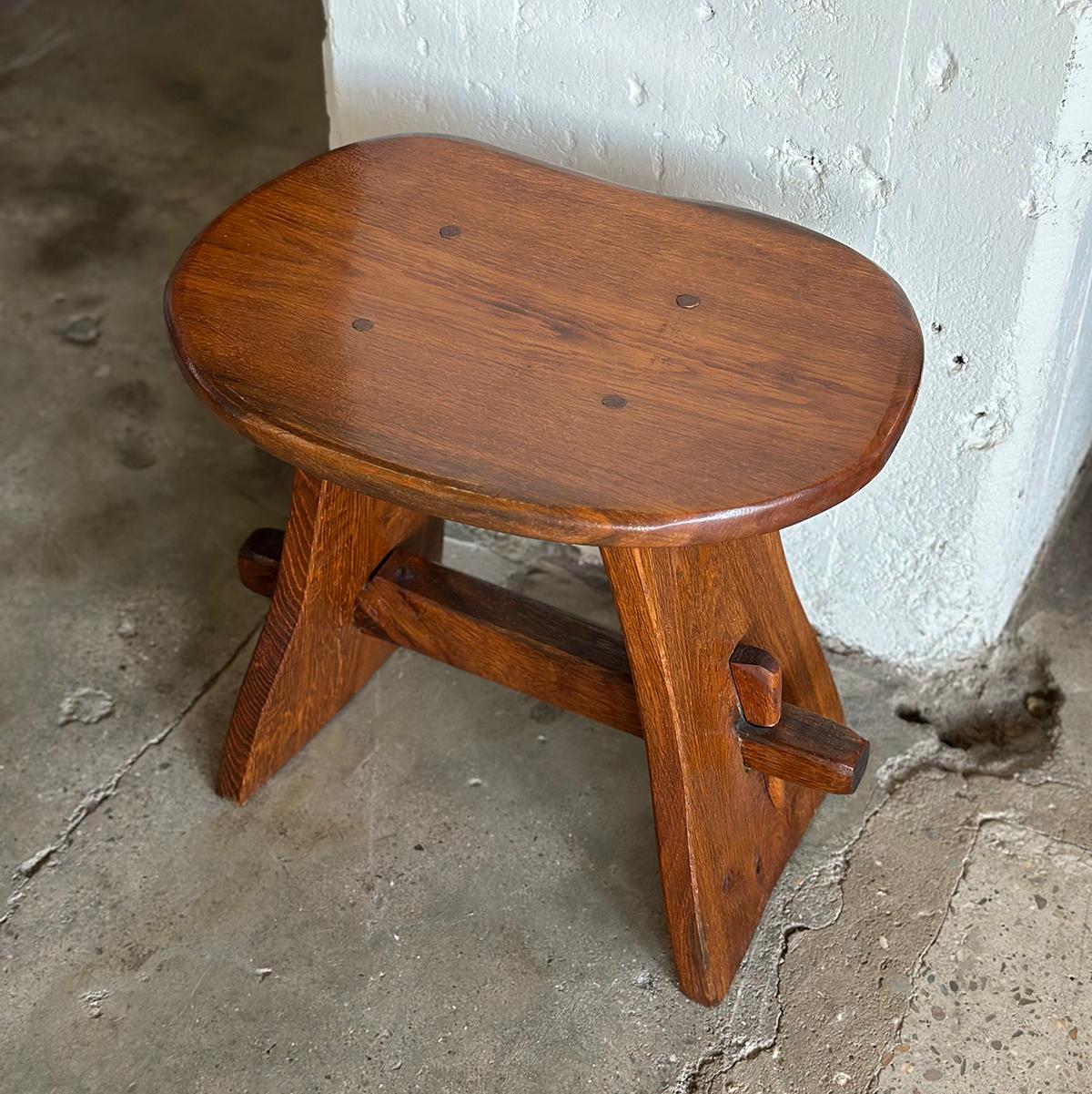 Hand-Crafted Set Of 2 French Artisan Stools 1960s For Sale