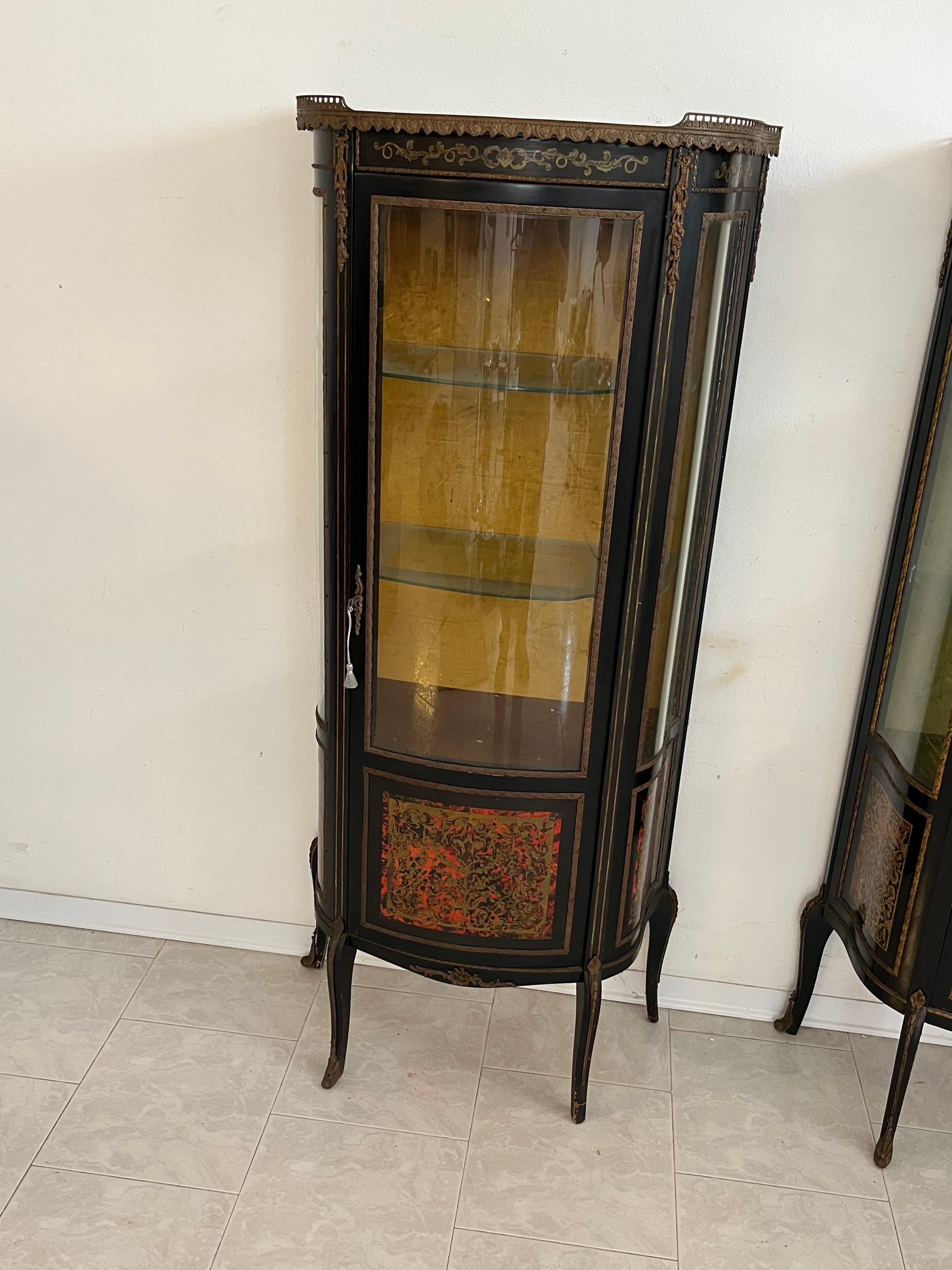 Francese Set di 2 vetrine francesi Boulle, anni '30 in vendita