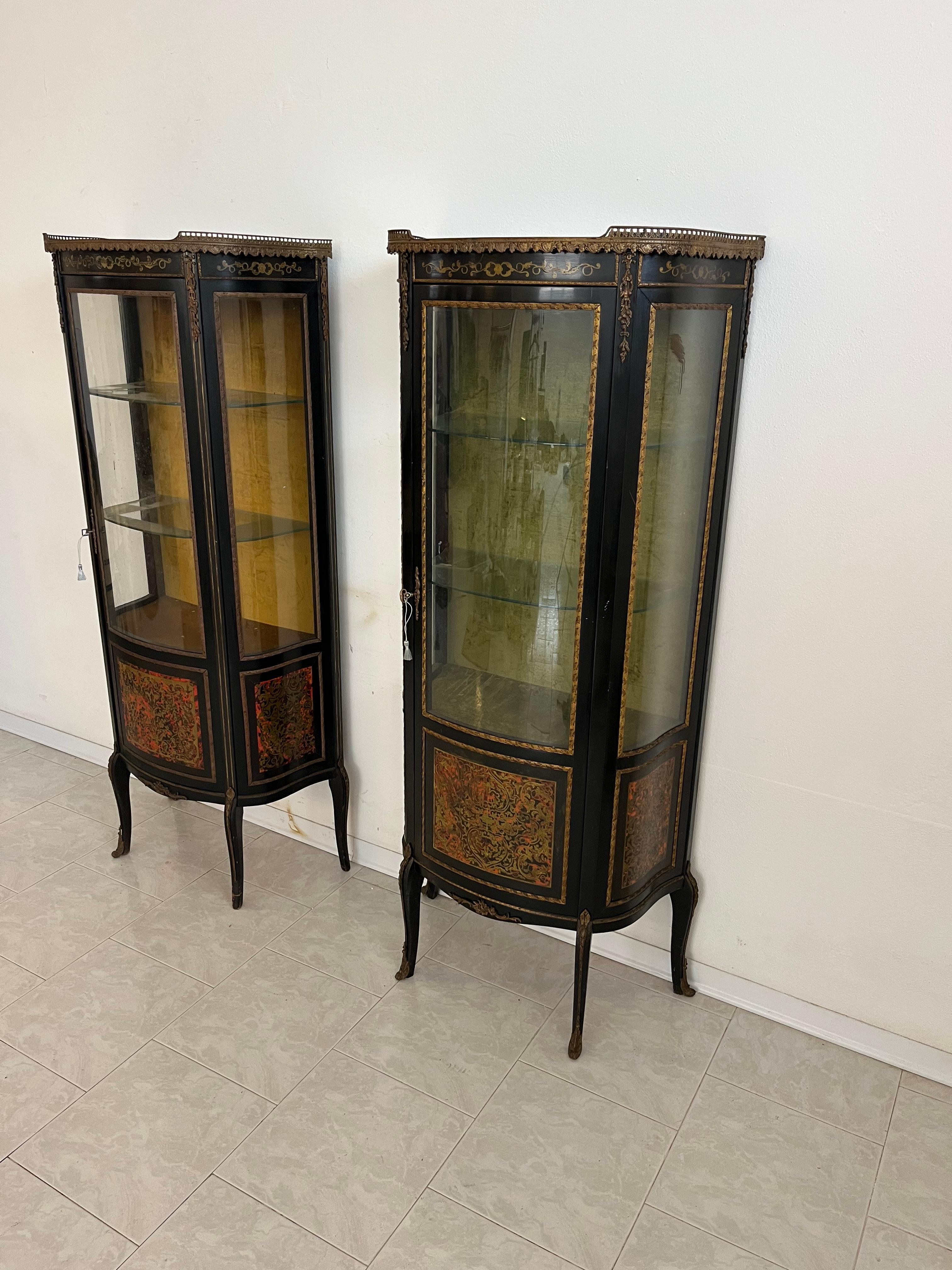 Set di 2 vetrine francesi Boulle, anni '30 in vendita 3