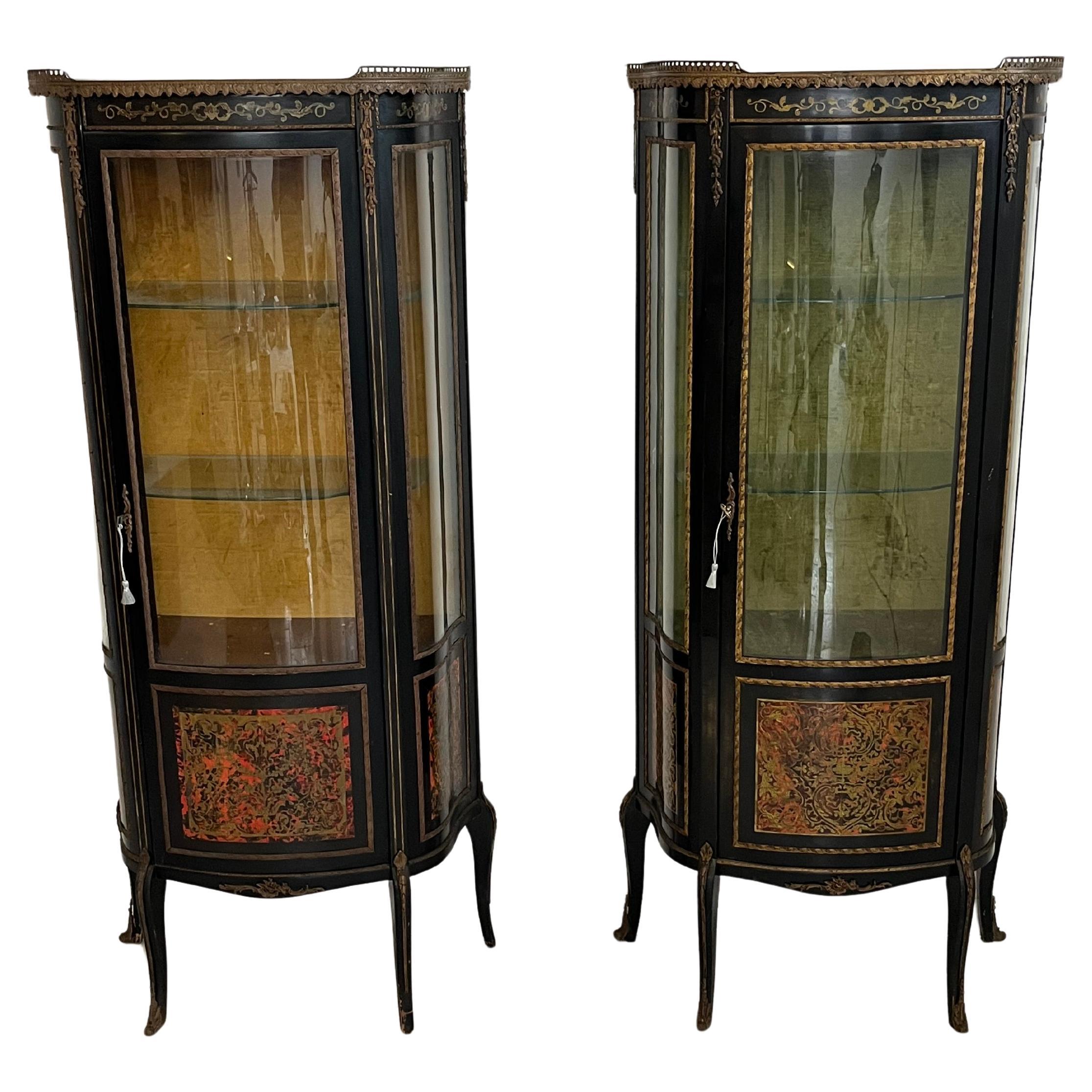 Set di 2 vetrine francesi Boulle, anni '30 in vendita