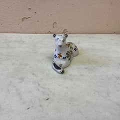 Set of 2 French Faience Dog and Ram Knife Rests Desvres, circa 1890