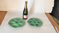 Set of 2 French Green Majolica Plates – Sarreguemines Manufacture – 20th Century