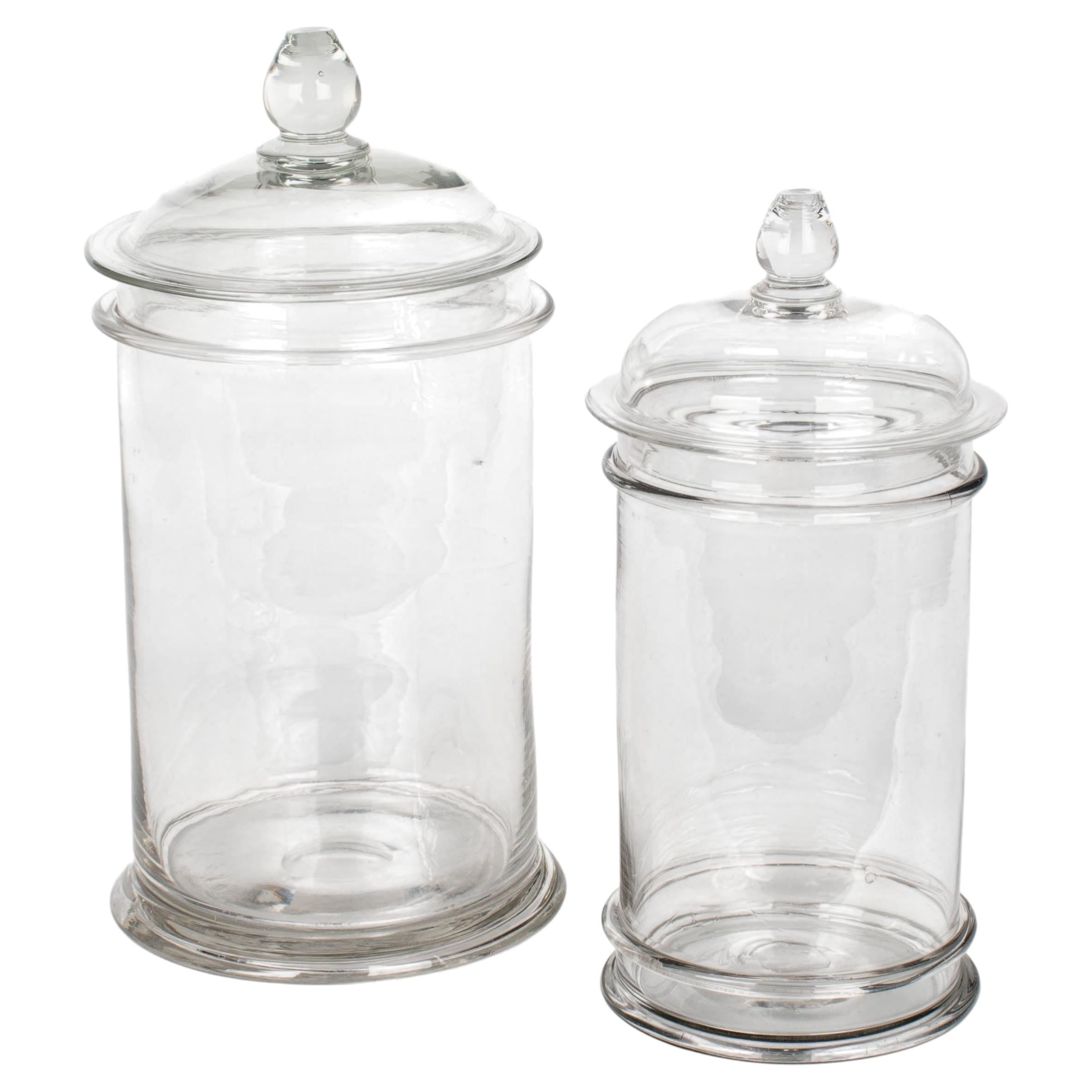 Set di 2 barattoli da farmacia francesi in vetro soffiato a mano, stile Mid-Century