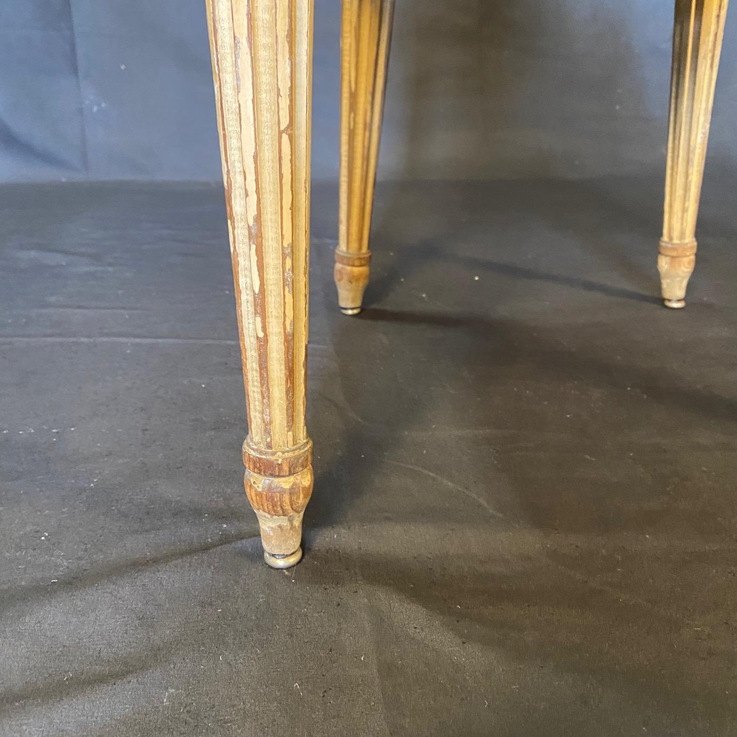Set of 2 French Louis XVI Oval Back Carved Wood Mohair Upholstered Dining Chairs 4