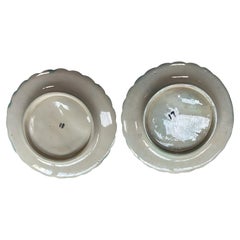 Lot de 2 assiettes à asperges en majolique française de Salins, vers 1890
