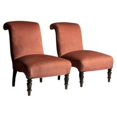 Set of 2 French Slipper Chairs Napoleon 3