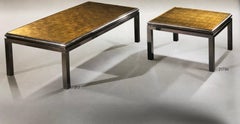 Set of 2 French Verre Églomisé Coffee Tables by Guy Lefevre for Maison Jansen