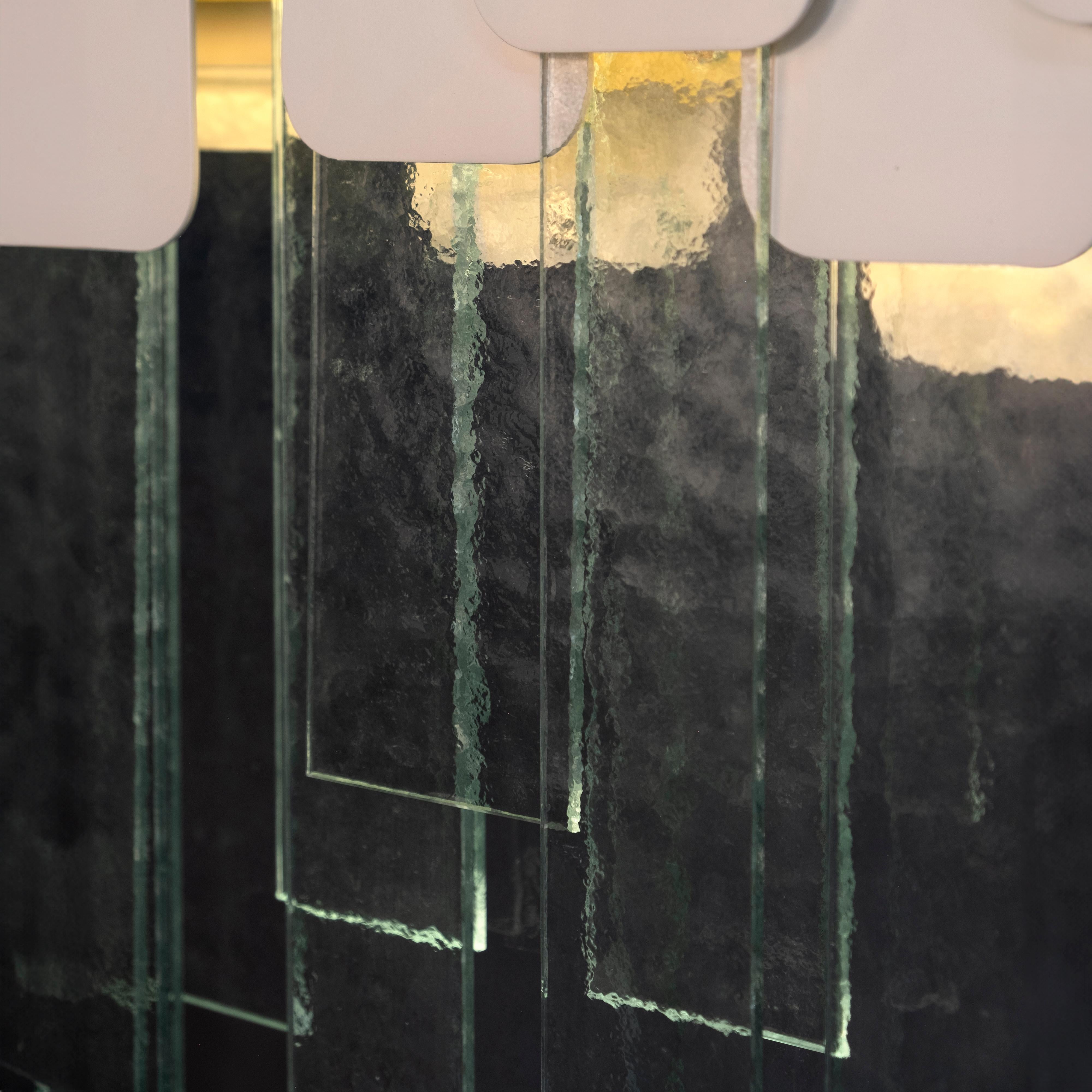 Lot de 2 lampes murales Frostlight en verre artisanal laiton par Creativemary en vente 4