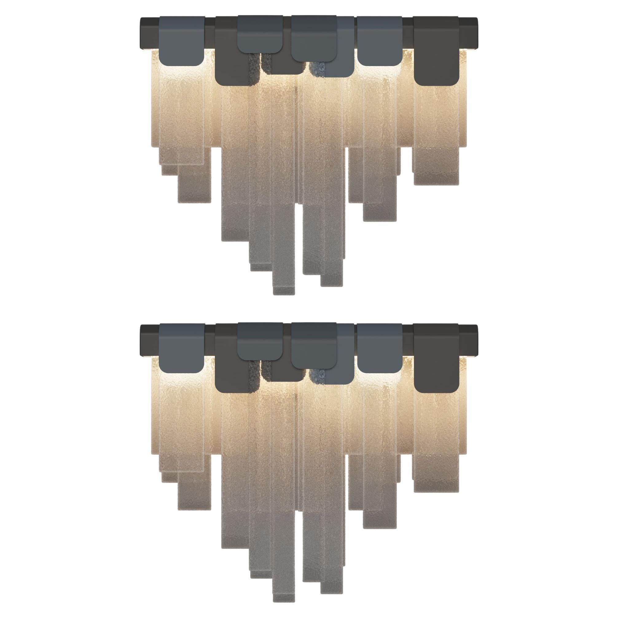 Lot de 2 lampes murales Frostlight en verre artisanal laiton par Creativemary