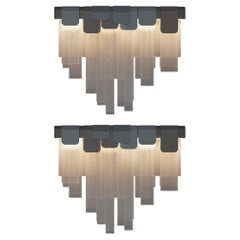 Set of 2 Frostlight Wall Lamp Brass Artisanal Glass by Creativemary