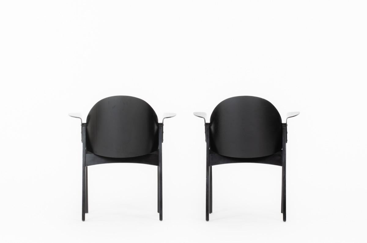 Set of 2 Galateo armchairs by Pascal Mourgue for Scarabat 1980 In Good Condition In JASSANS-RIOTTIER, FR