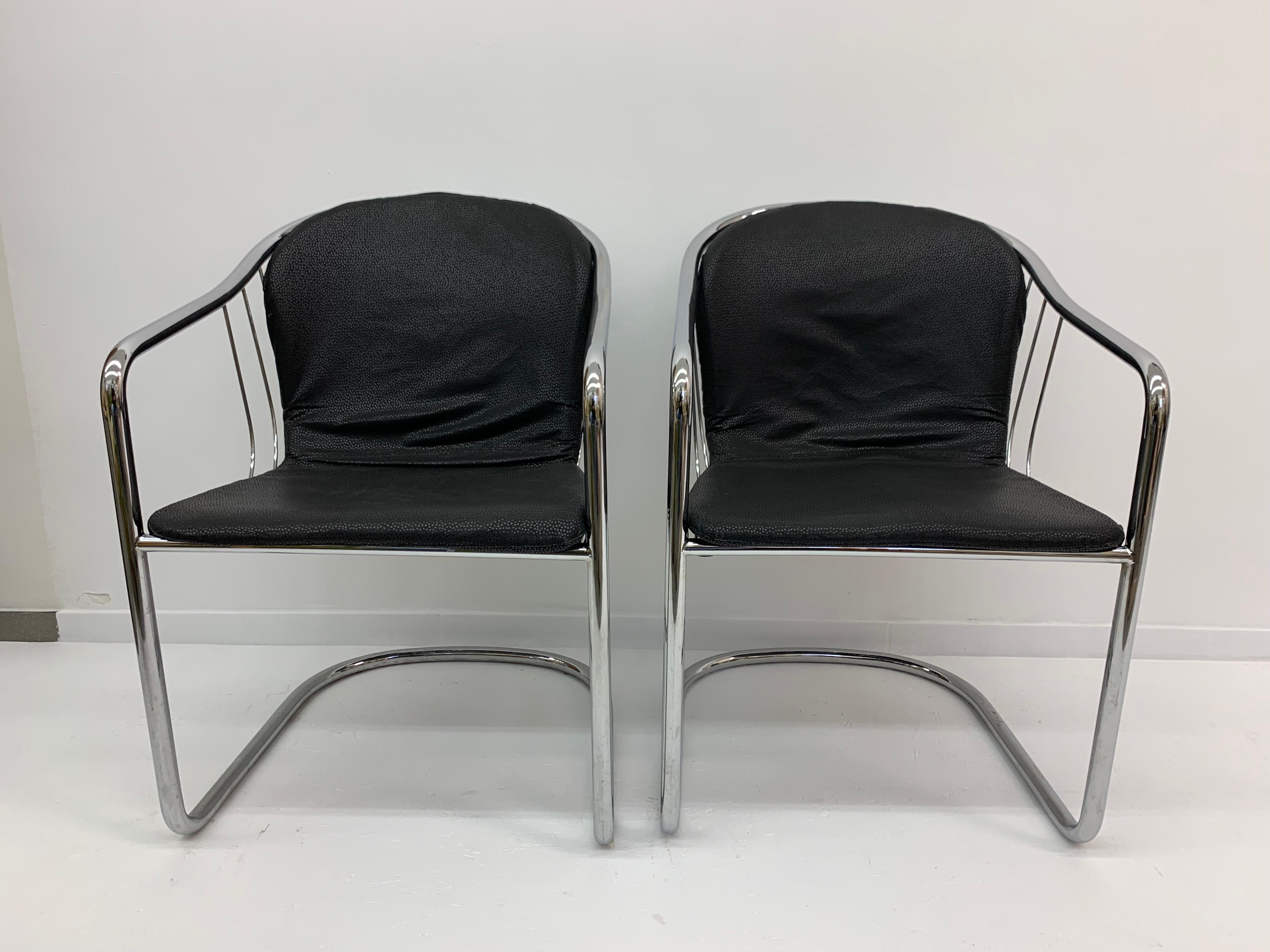 Set of 2 Gastone Rinaldi for Fasem Italy dining chairs, 1980’s For Sale 3