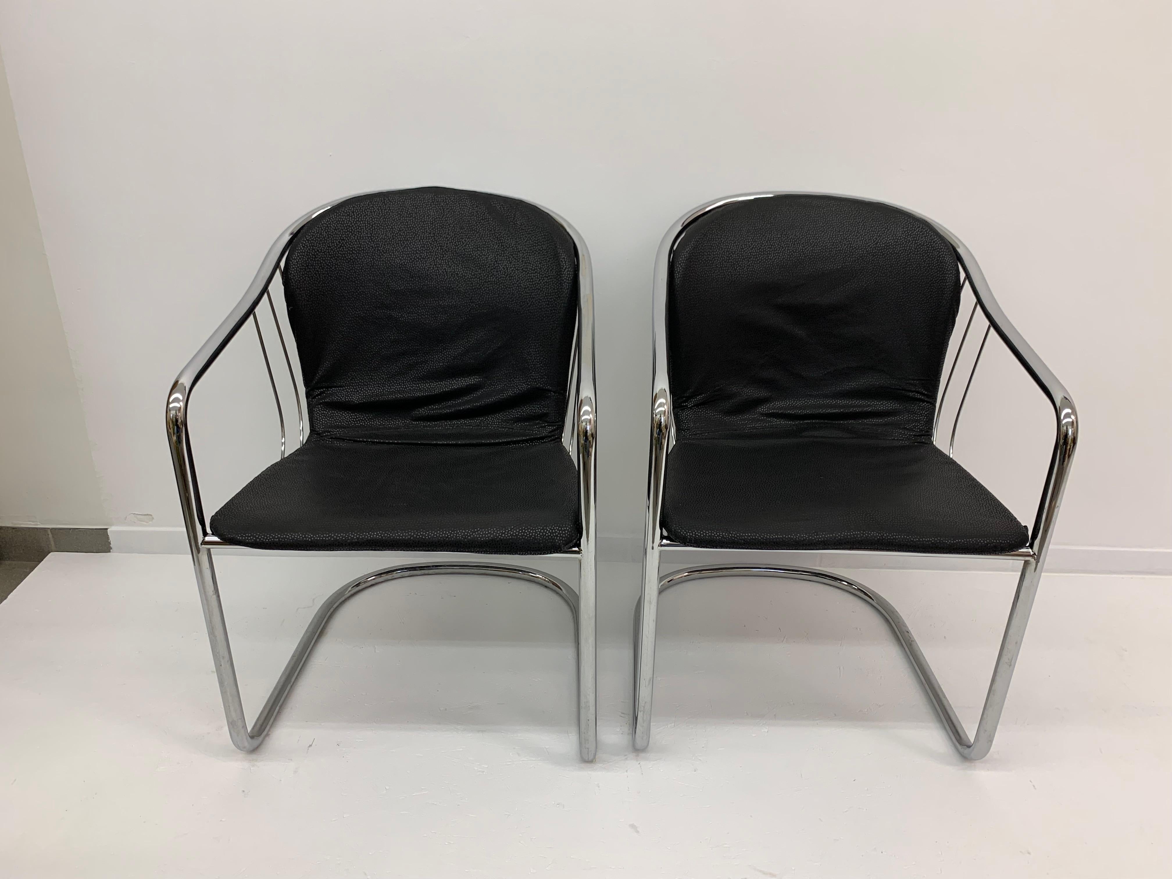 Mid-Century Modern Set of 2 Gastone Rinaldi for Fasem Italy dining chairs, 1980’s For Sale