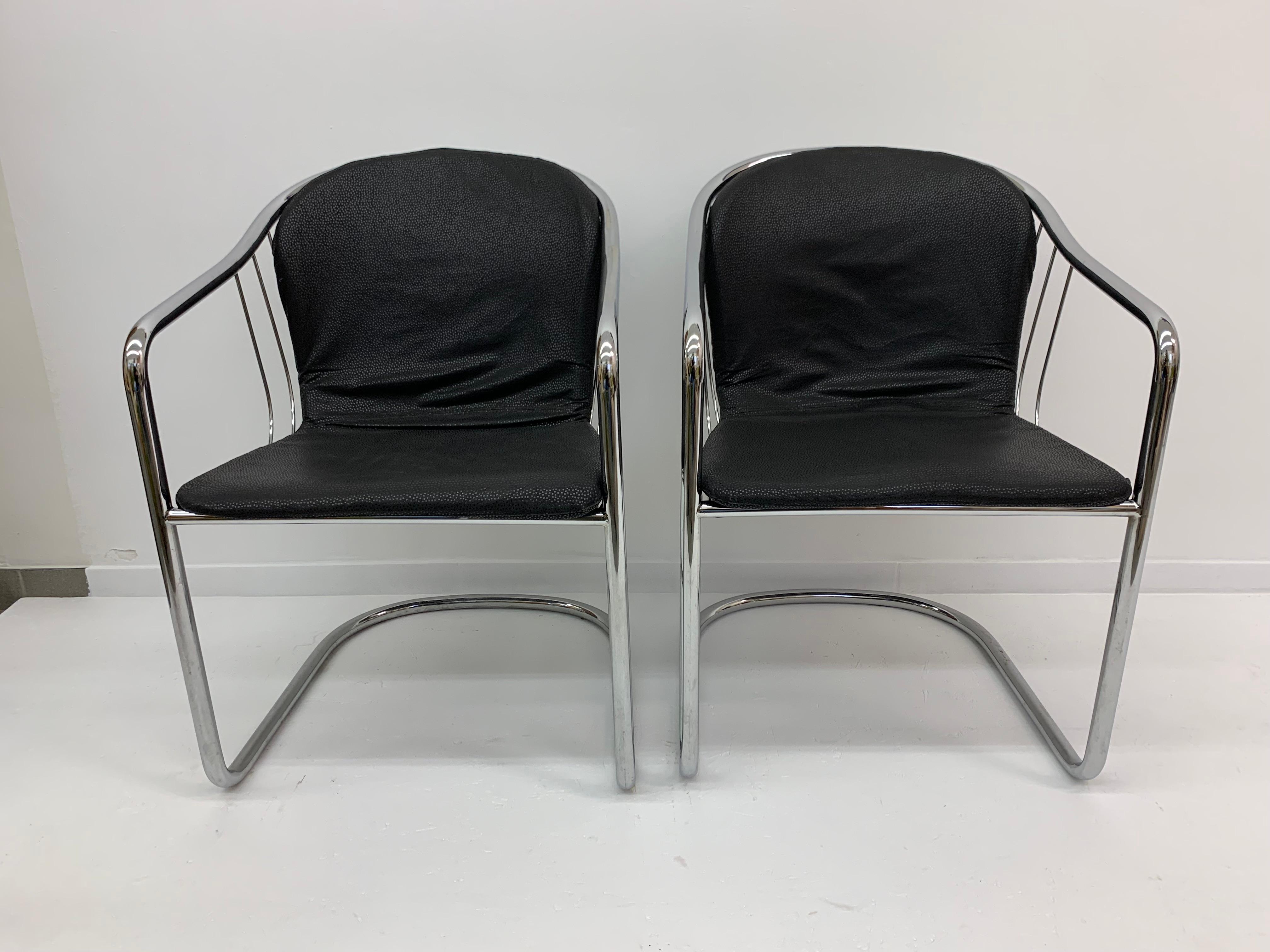 Italian Set of 2 Gastone Rinaldi for Fasem Italy dining chairs, 1980’s For Sale