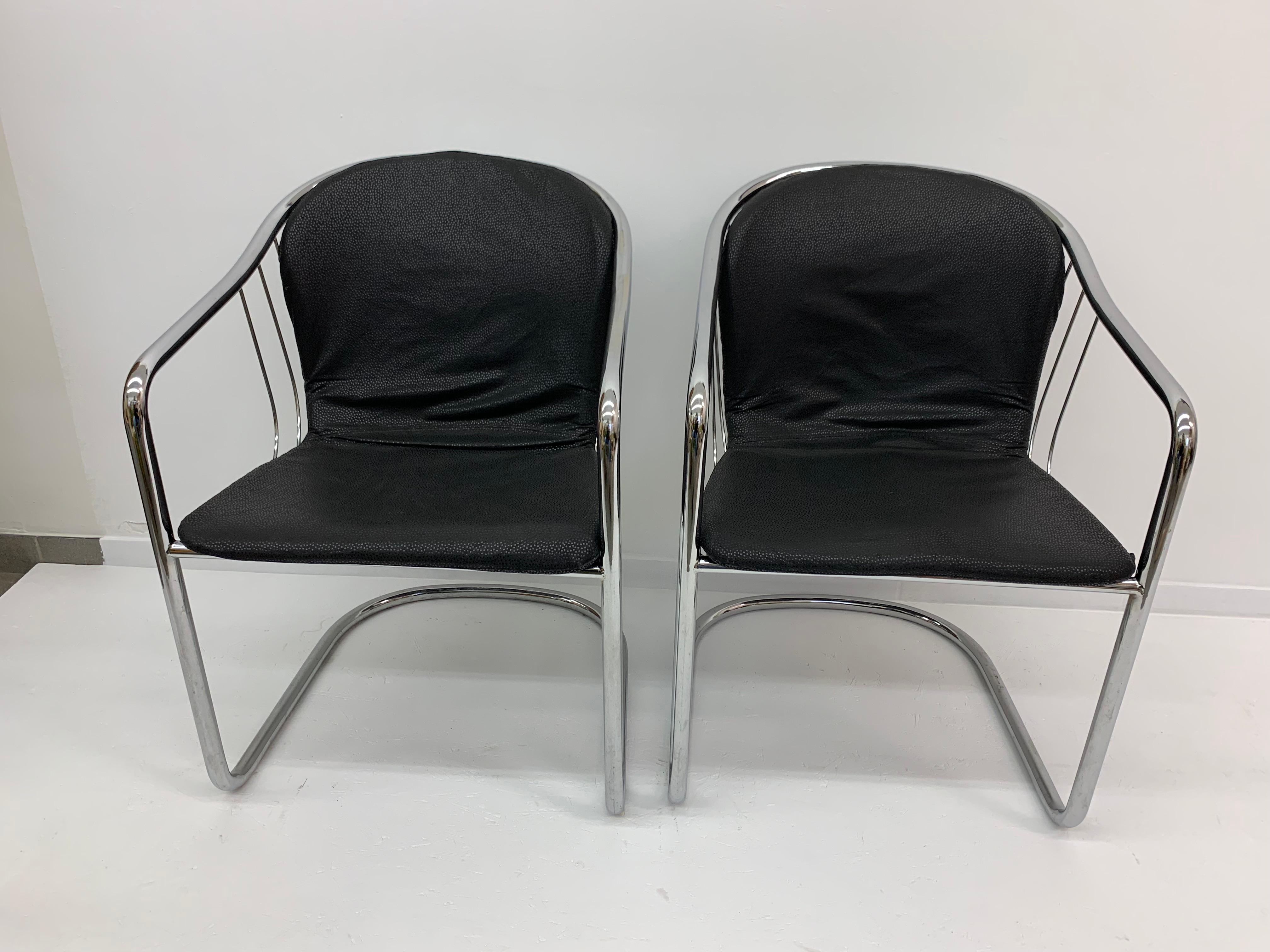 Set of 2 Gastone Rinaldi for Fasem Italy dining chairs, 1980’s In Good Condition For Sale In Delft, NL