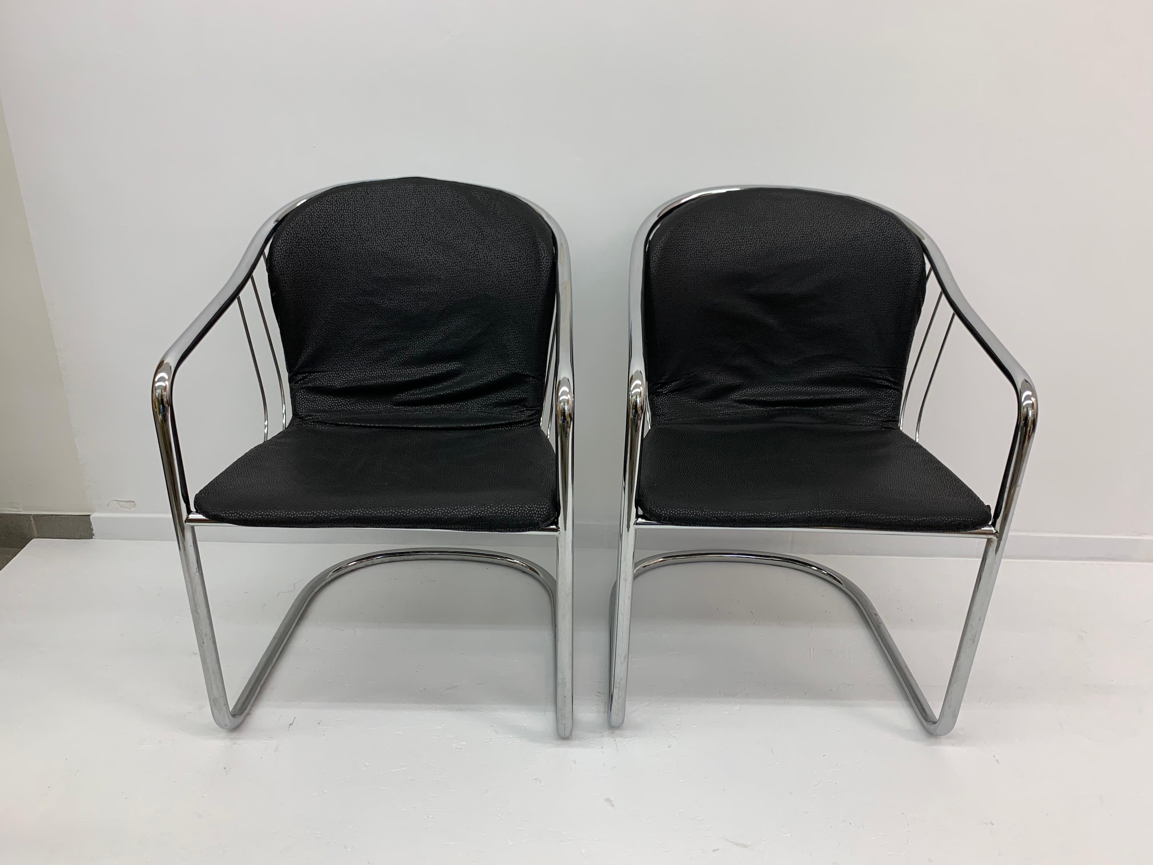 Set of 2 Gastone Rinaldi for Fasem Italy dining chairs, 1980’s For Sale 1