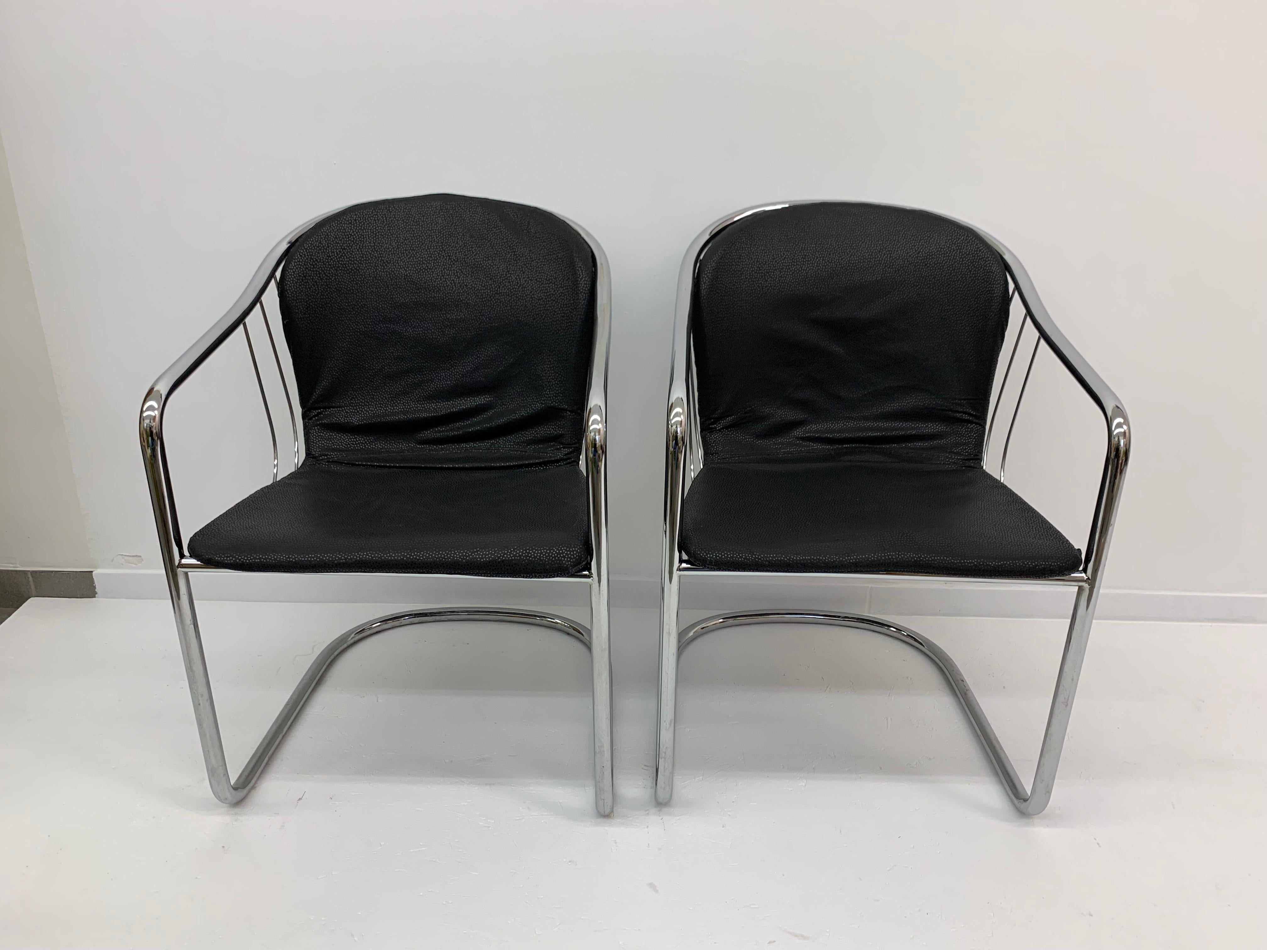 Set of 2 Gastone Rinaldi for Fasem Italy dining chairs, 1980’s For Sale 2