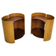 Set of 2 Gea wooden side tables by Kazuhide Takahama for Gavina, 1960s.