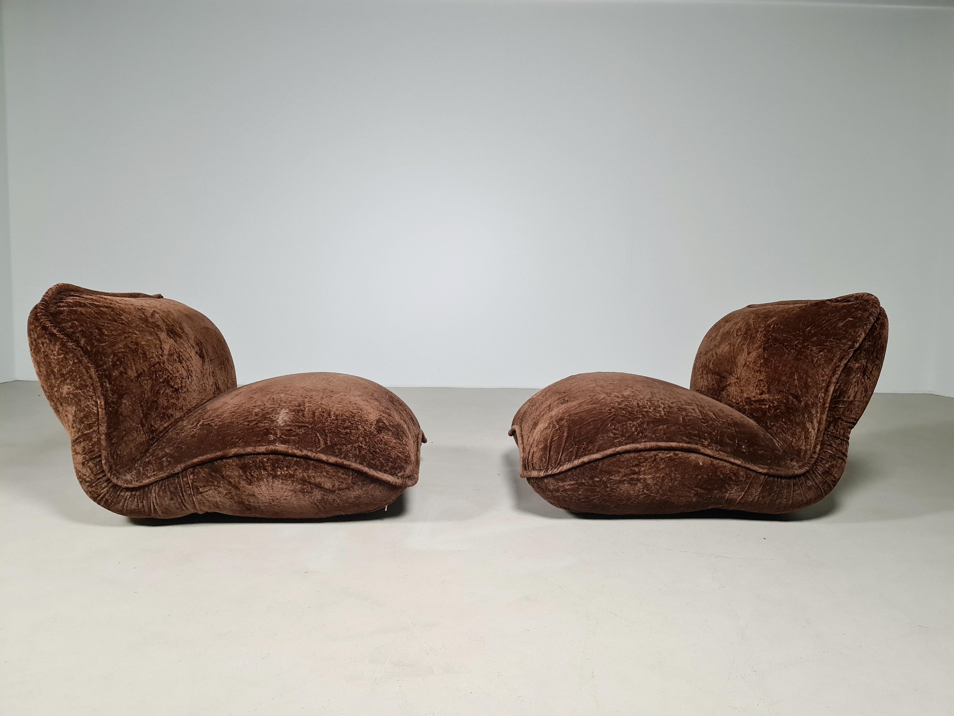Italian Set of 2 Gena Lounge Chairs by Claudio Vagnoni for 1P Italy, 1969