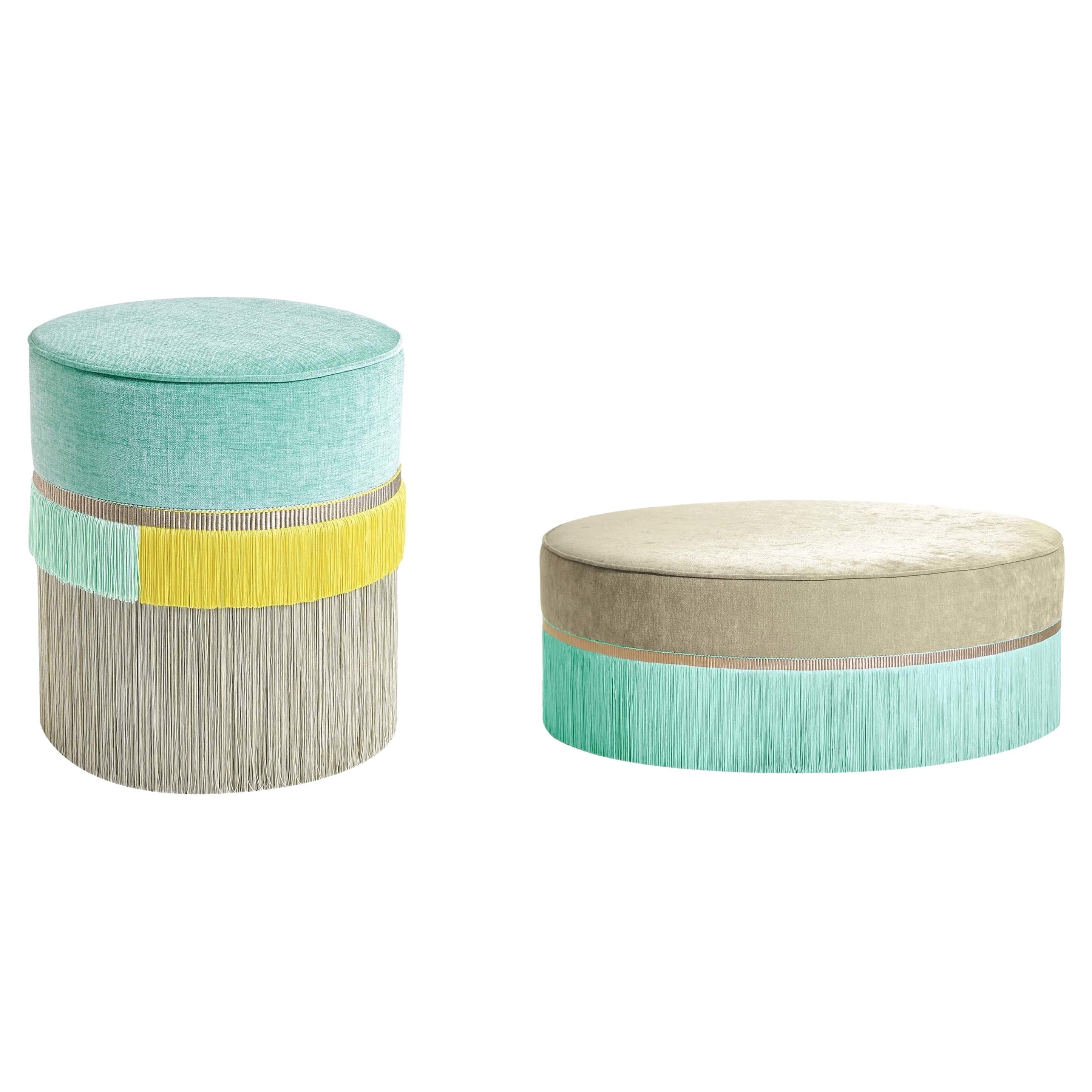 Set of 2 Geometric Poufs