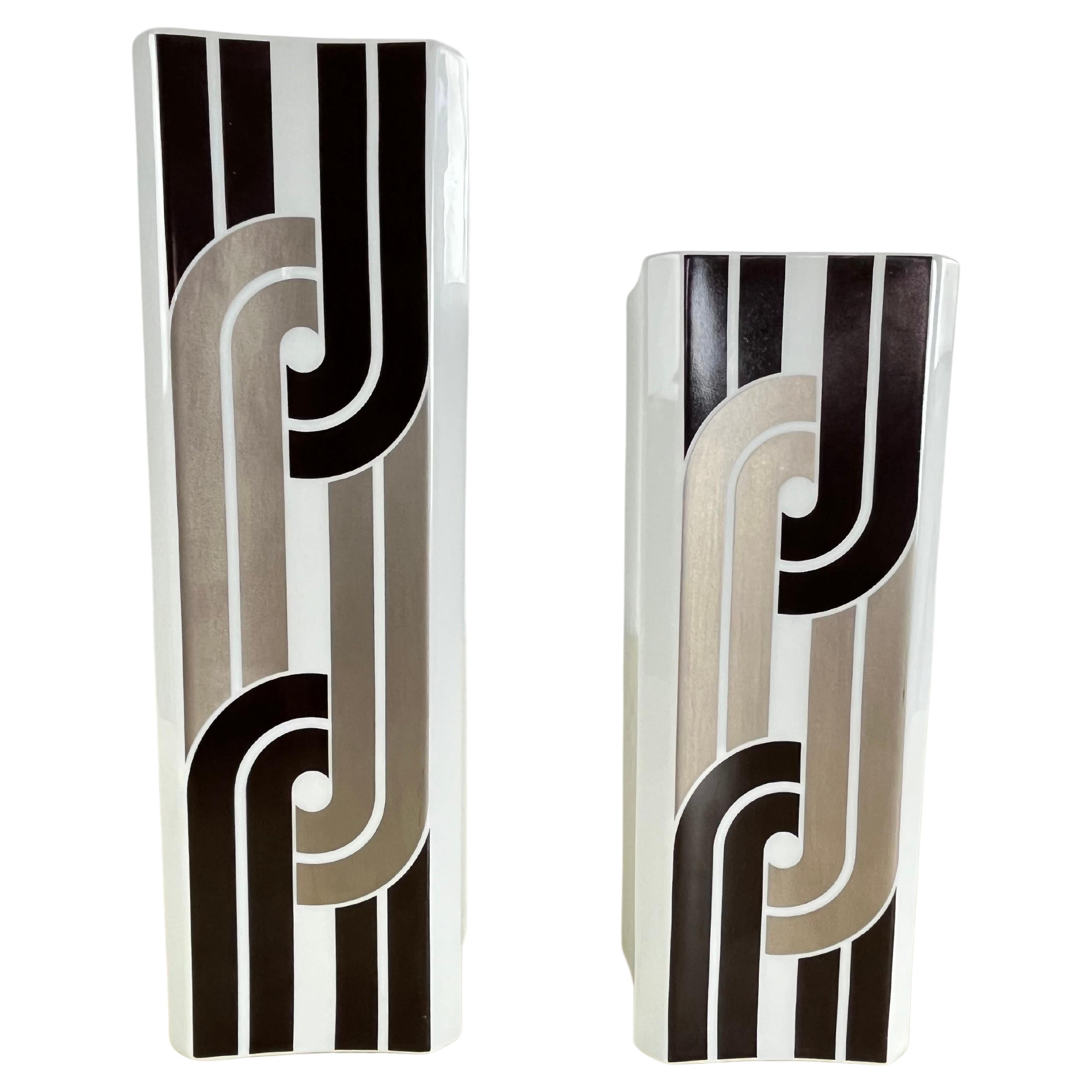 Set Of 2 German Ceramic Vases By Hermann Schwahn For Hutschenreuther 1970s