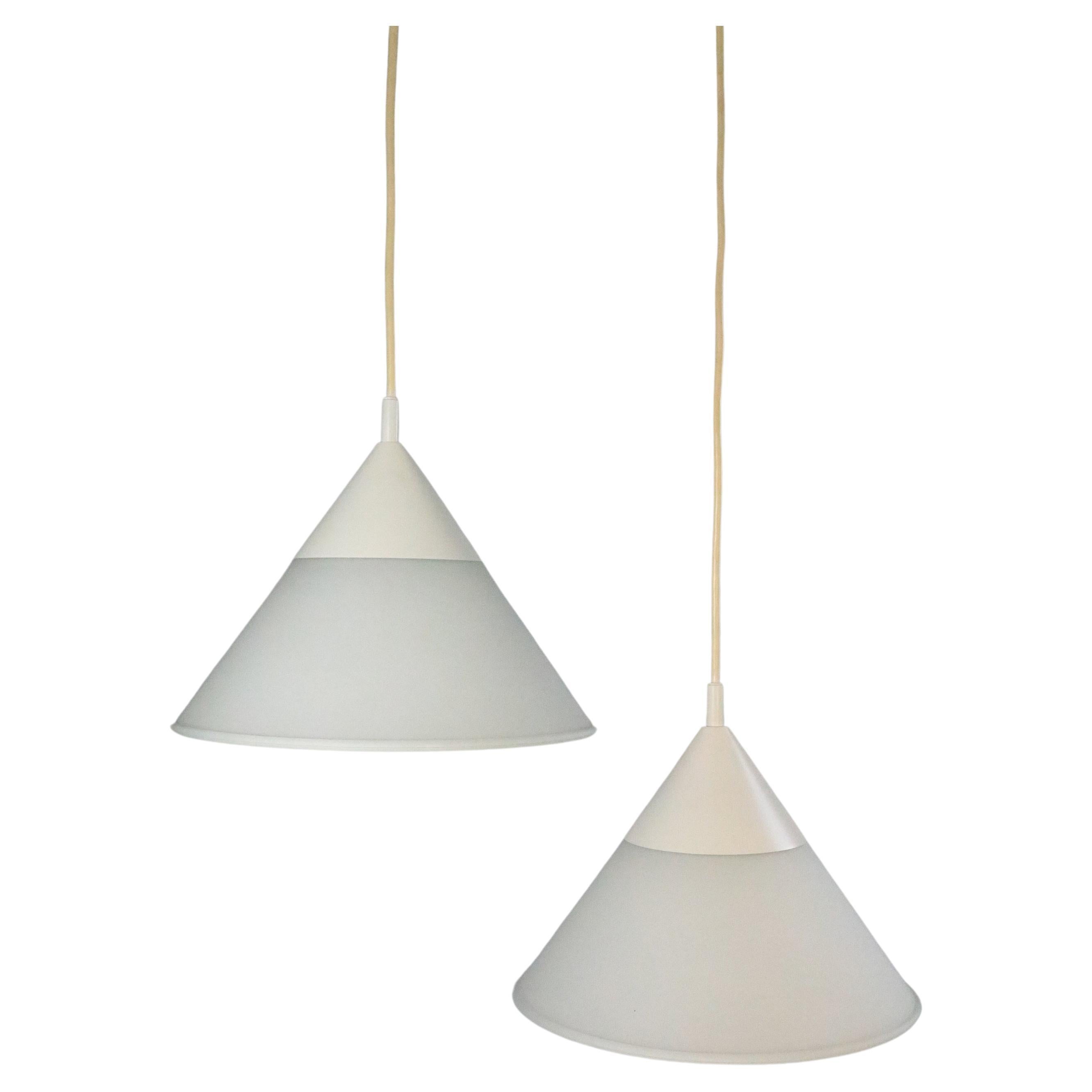 Set of 2 German Hanging Lamps by LIMBURG, Frosted Glass, 1970s