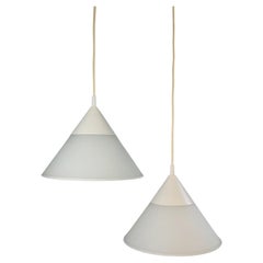 Set of 2 German Hanging Lamps by LIMBURG, Frosted Glass, 1970s