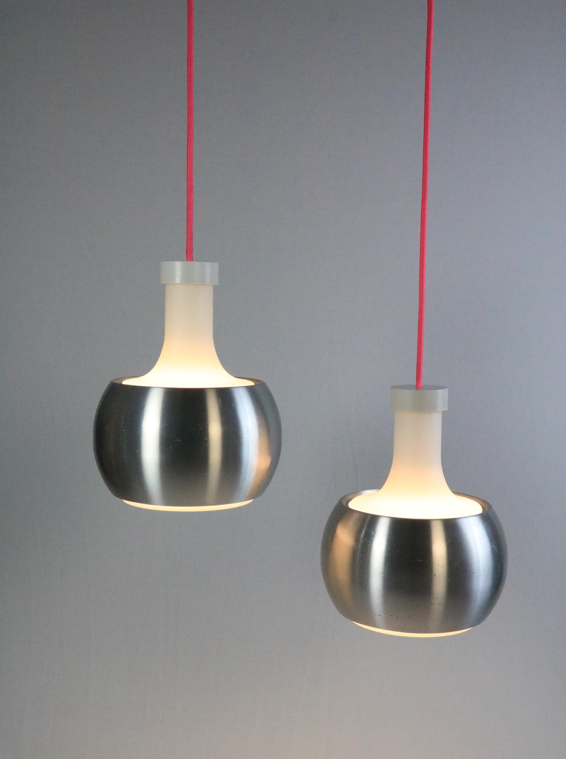 Set of 2 German Hanging Lamps by STAFF, Glass / Metal, 1970s For Sale 4