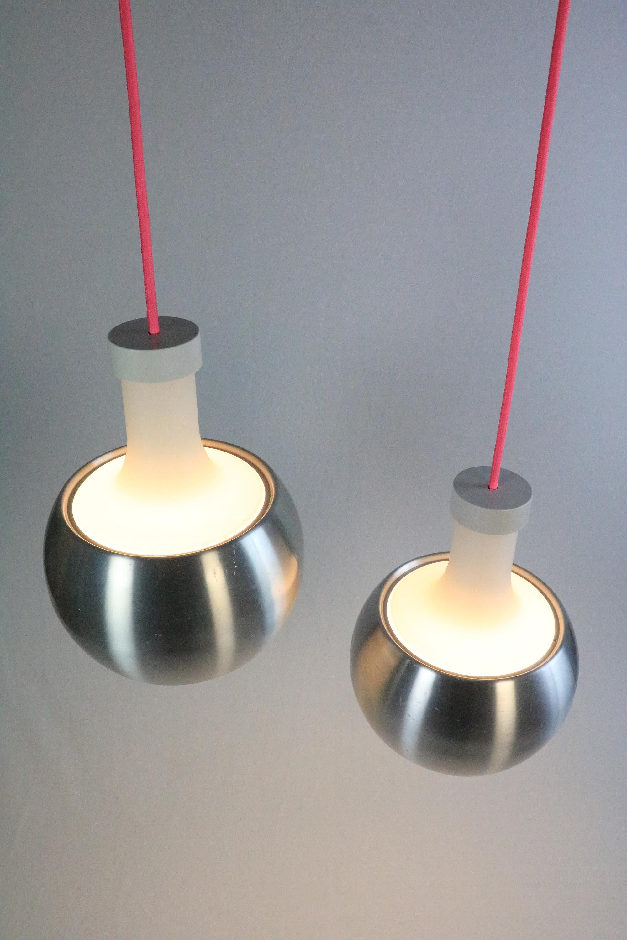 Set of 2 German Hanging Lamps by STAFF, Glass / Metal, 1970s For Sale 1