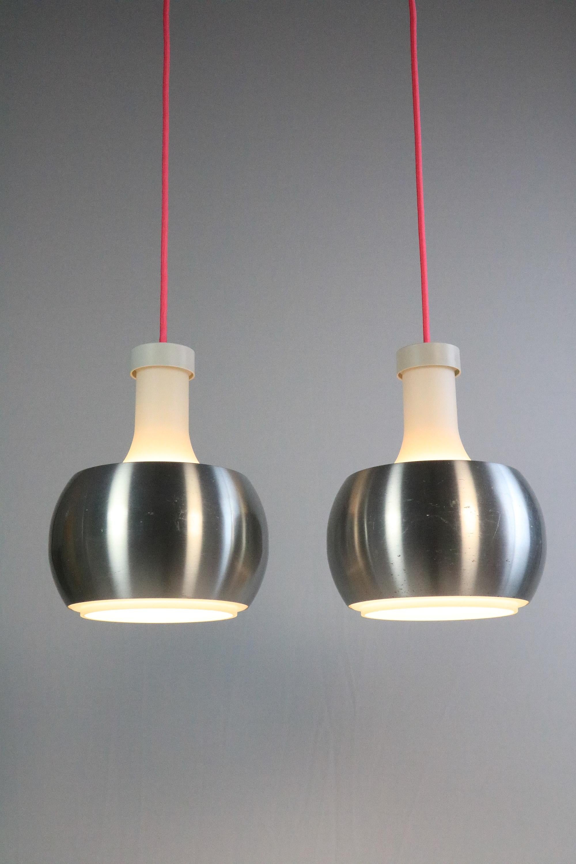 Set of 2 German Hanging Lamps by STAFF, Glass / Metal, 1970s For Sale 2