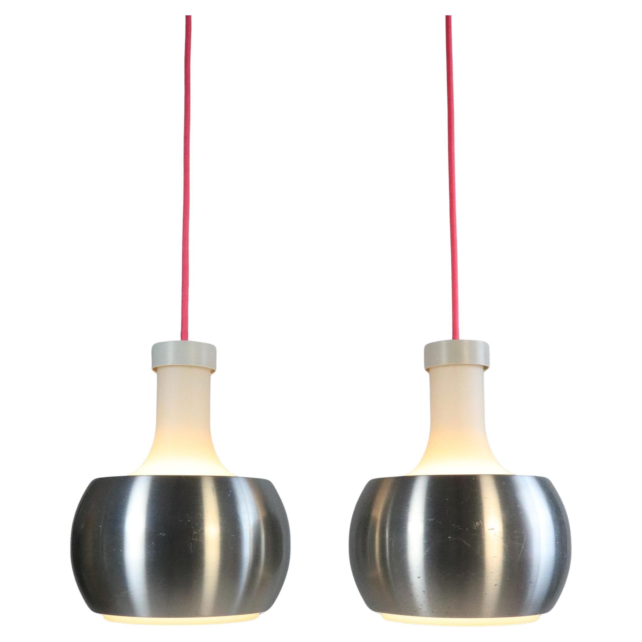 Set of 2 German Hanging Lamps by STAFF, Glass / Metal, 1970s