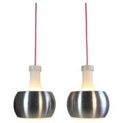 Set of 2 German Hanging Lamps by STAFF, Glass / Metal, 1970s