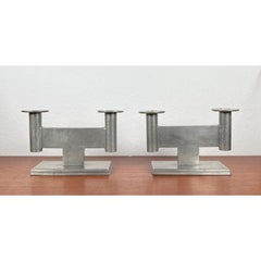 Ensemble de 2 bougeoirs minimalistes allemands en étain modèle 551 de Karl Raichle, années 1930