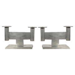 Set of 2 German Pewter Model 551 Minimalist Candleholder by Karl Raichle, 1930s