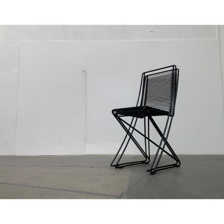 Post-Modern Set of 2 German Postmodern Black Kreuzschwinger Chairs by Till Behrens, 1980s For Sale